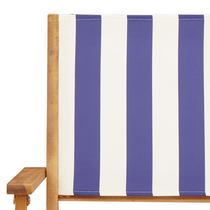 3-delige Bistroset stof en massief hout blauw en wit