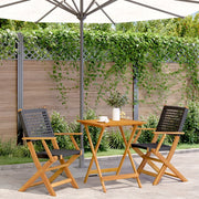 Bistroset 3-delig poly rattan massief hout zwart inklapbaar
