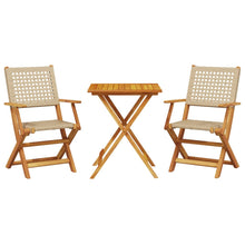 3-delige Bistroset poly rattan en massief hout beige