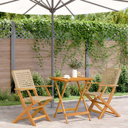 Bistroset 3-delig poly rattan massief acaciahout beige