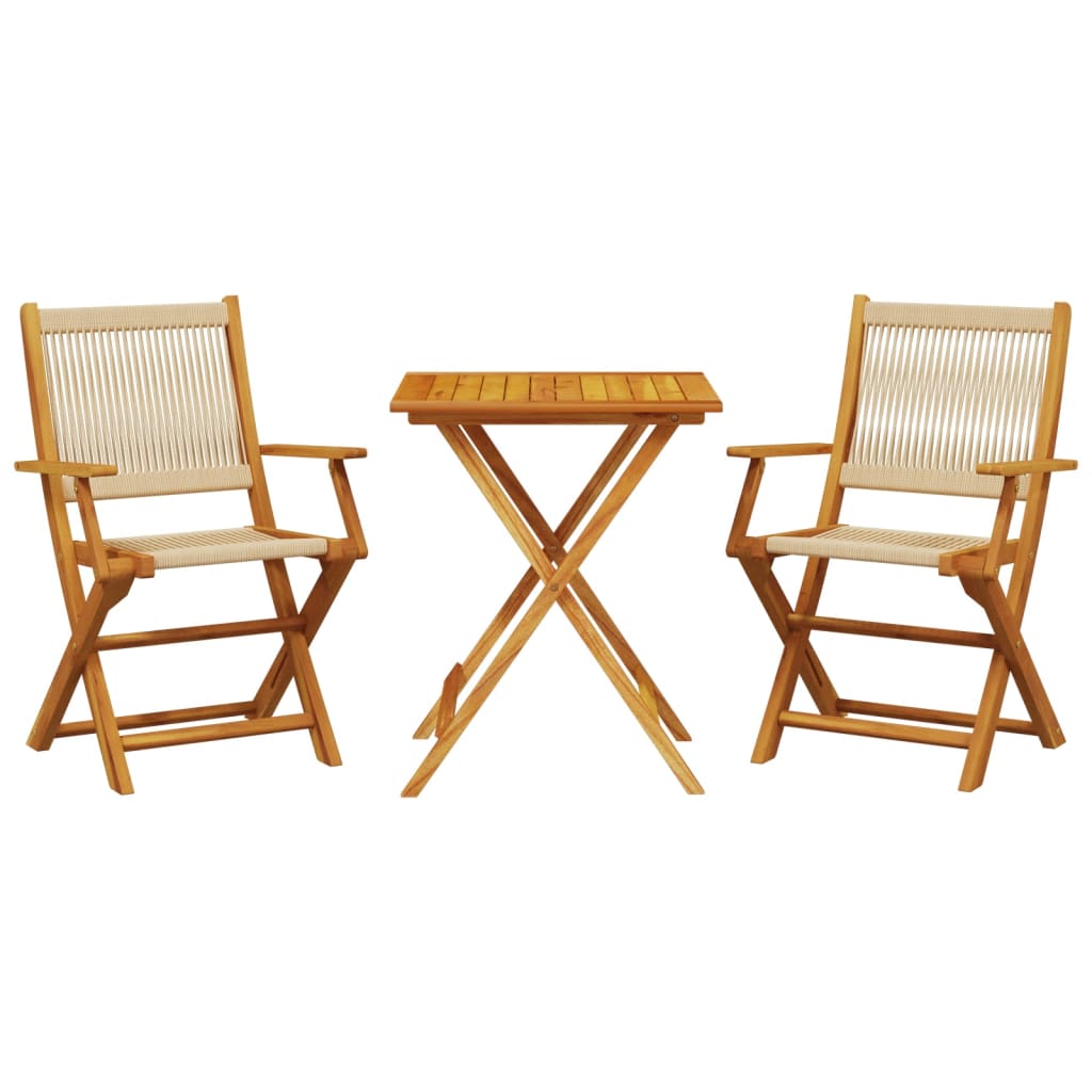3-Delige Bistroset Polypropeen En Massief Hout 60 x 60 x 75 cm