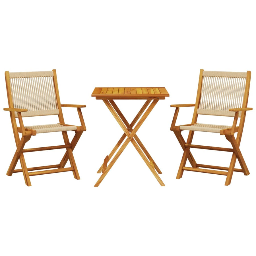 3-Delige Bistroset Polypropeen En Massief Hout 60 x 60 x 75 cm