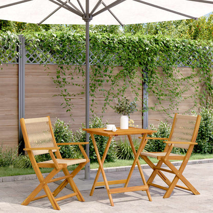 3-Delige Bistroset Polypropeen En Massief Hout 60 x 60 x 75 cm