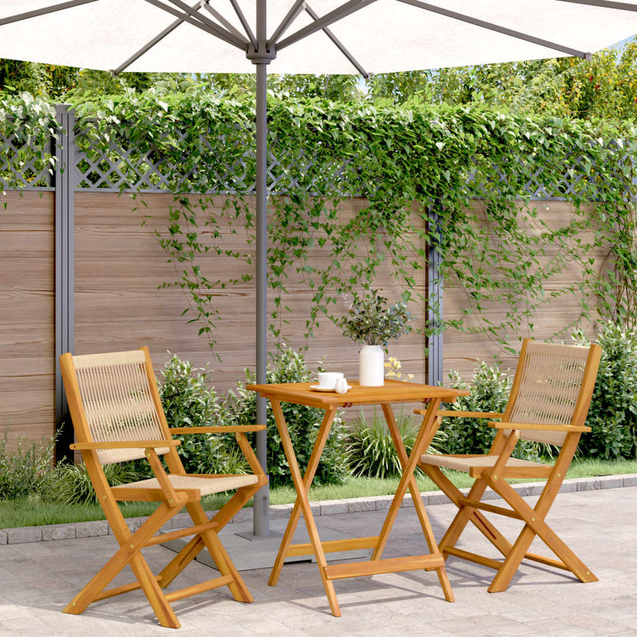 3-Delige Bistroset Polypropeen En Massief Hout 60 x 60 x 75 cm