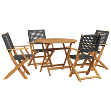 5-Delige Tuinset Poly Rattan En Massief Hout 90 x 75 cm