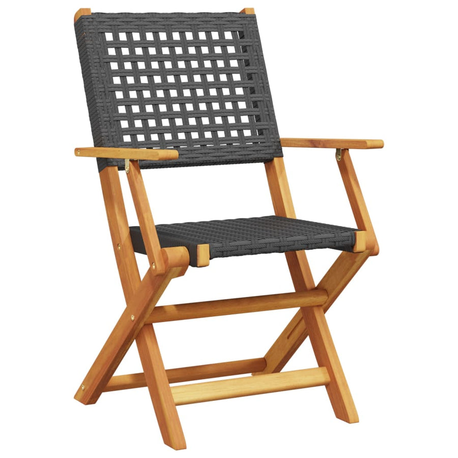 5-Delige Tuinset Poly Rattan En Massief Hout 90 x 75 cm