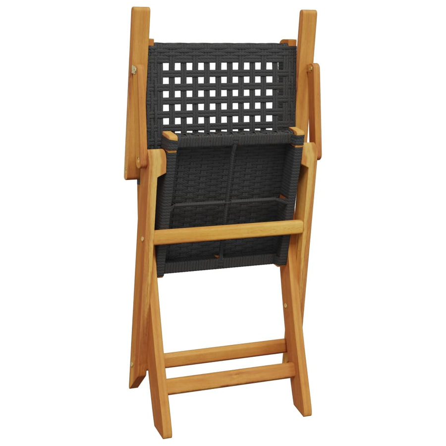 5-Delige Tuinset Poly Rattan En Massief Hout 90 x 75 cm