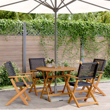 5-Delige Tuinset Poly Rattan En Massief Hout 90 x 75 cm