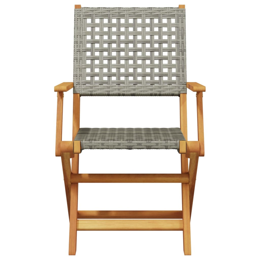 5-Delige Tuinset Poly Rattan En Massief Hout 90 x 75 cm