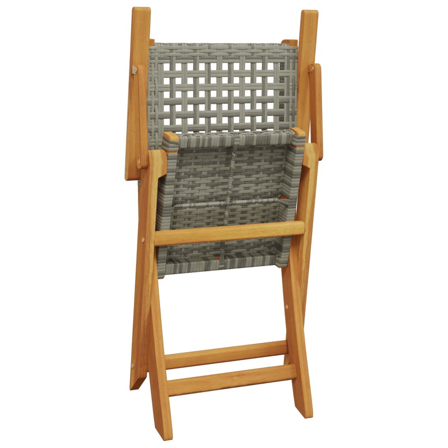 5-Delige Tuinset Poly Rattan En Massief Hout 90 x 75 cm