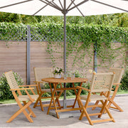 Tuinset 5-delig poly rattan massief hout beige