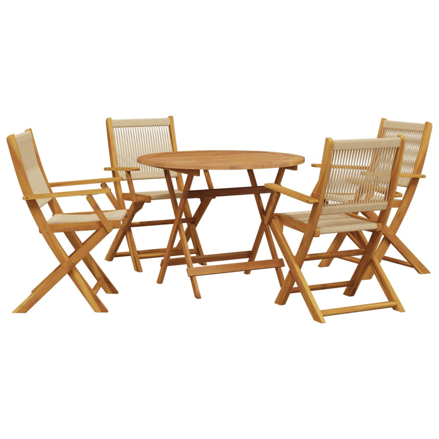 5-Delige Tuinset Polypropeen En Massief Hout 90 x 75 cm
