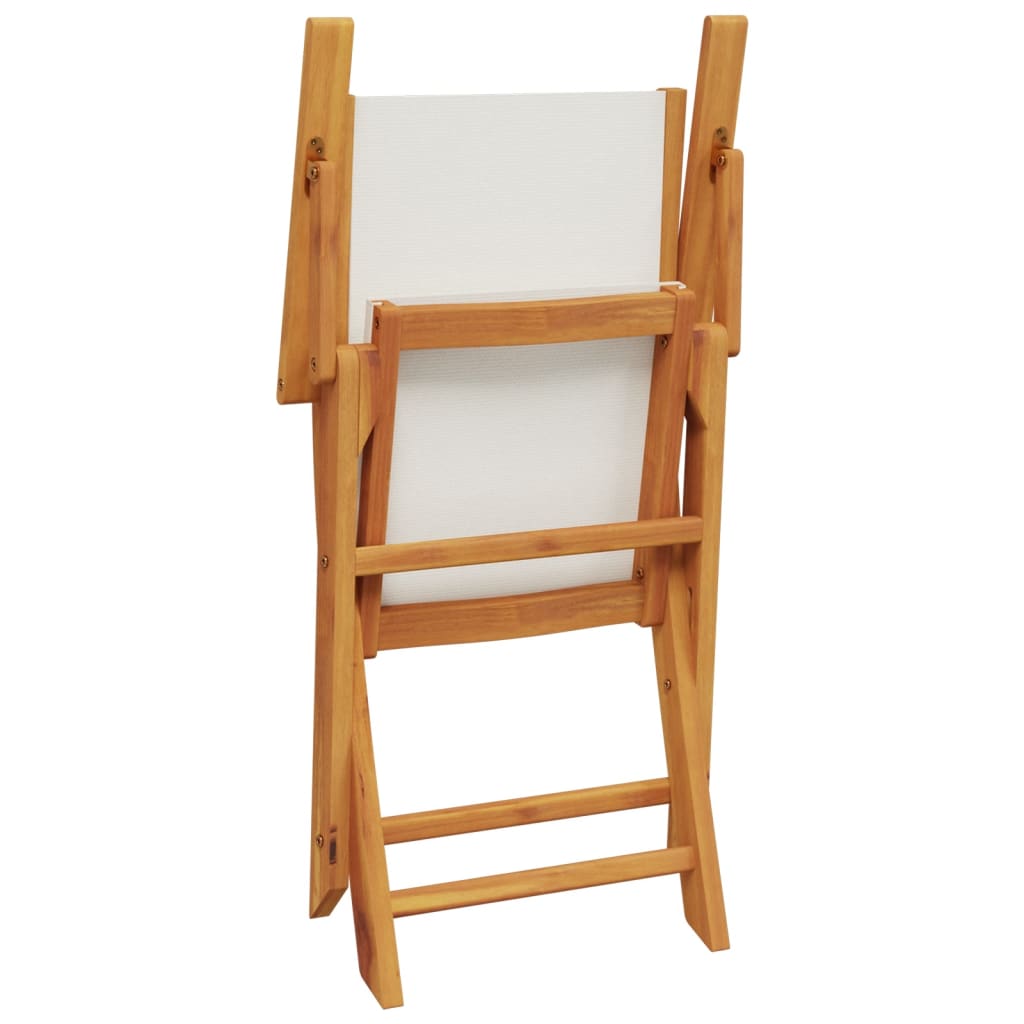5-Delige Tuinset Massief Hout En Stof Wit 90 x 75 cm