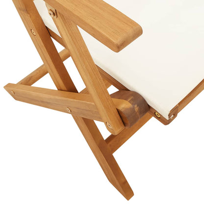 5-Delige Tuinset Massief Hout En Stof Wit 90 x 75 cm