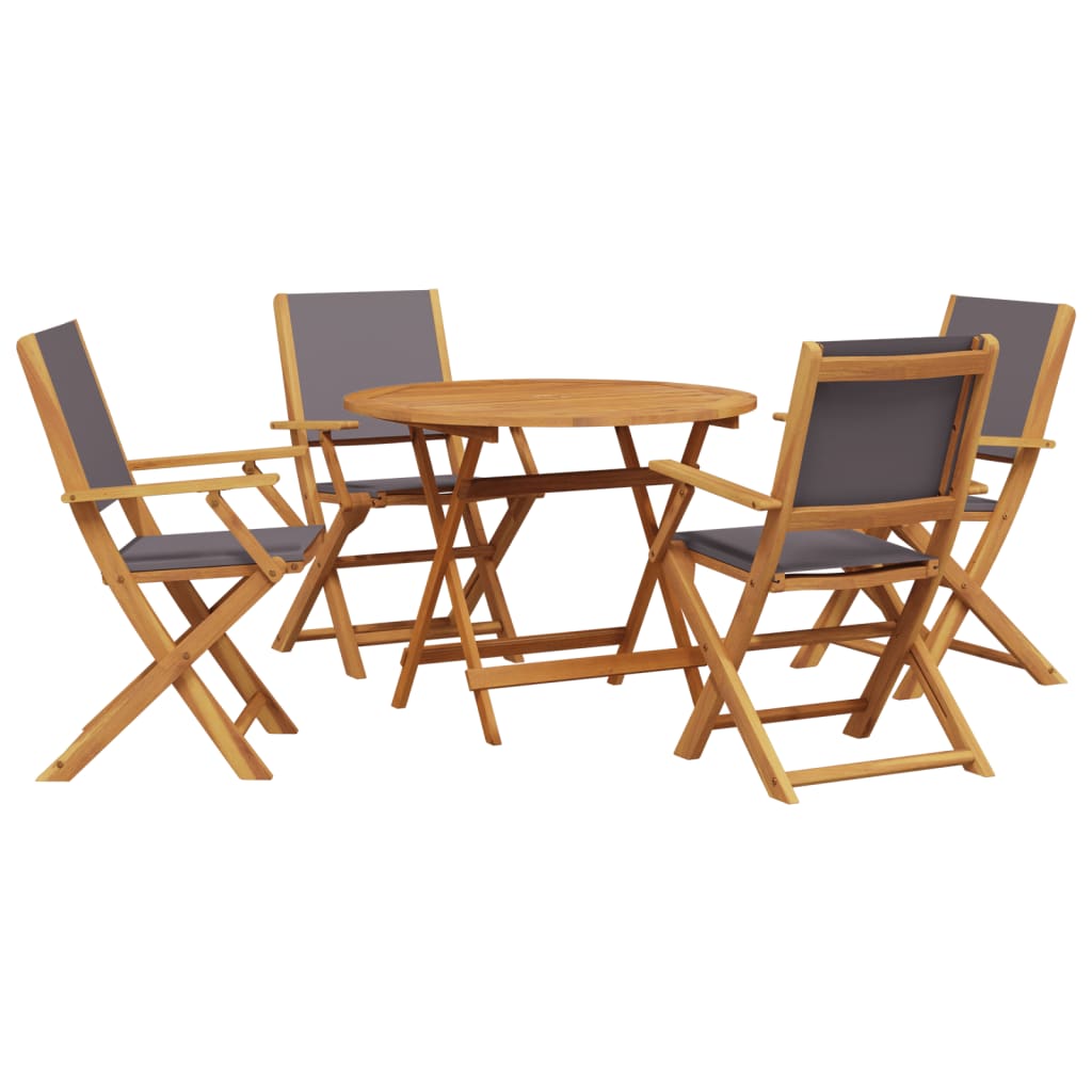 5-Delige Tuinset Massief Hout En Stof Kleurig 90 x 75 cm