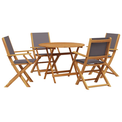 5-Delige Tuinset Massief Hout En Stof Kleurig 90 x 75 cm