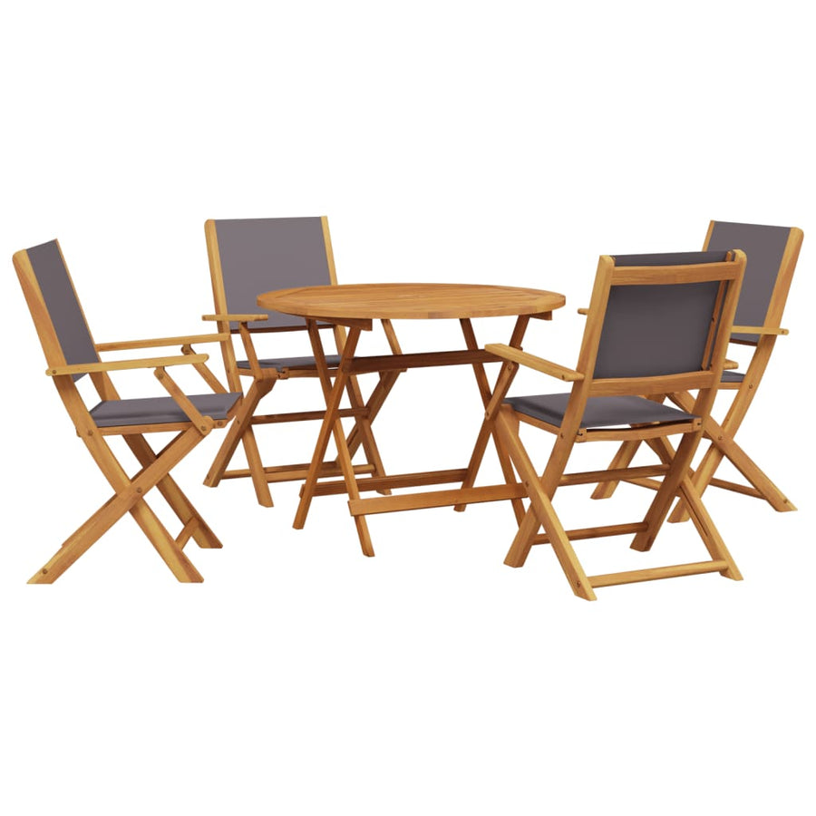 5-Delige Tuinset Massief Hout En Stof Kleurig 90 x 75 cm