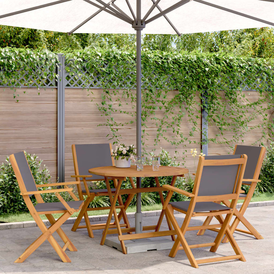 5-Delige Tuinset Massief Hout En Stof Kleurig 90 x 75 cm