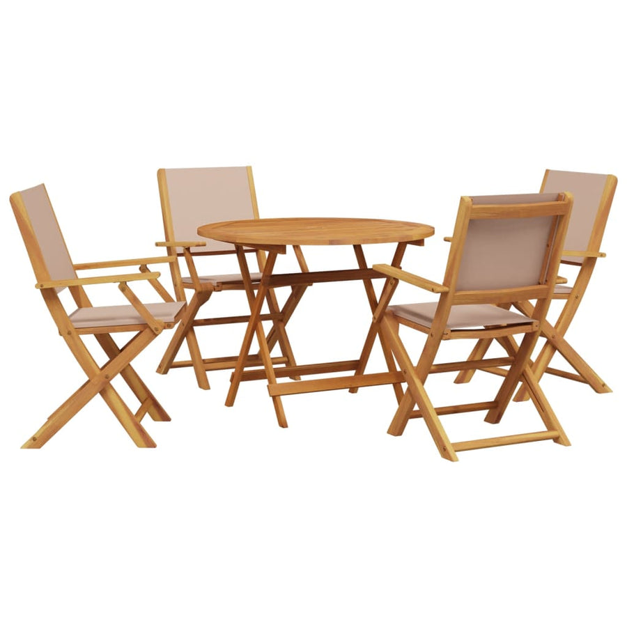 5-Delige Tuinset Massief Hout En Stof 90 x 75 cm