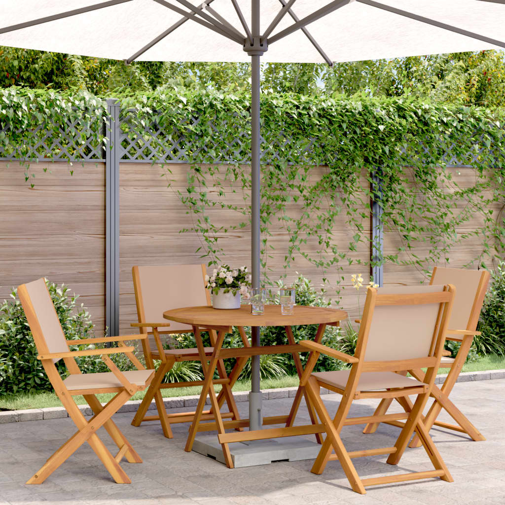 5-Delige Tuinset Massief Hout En Stof 90 x 75 cm