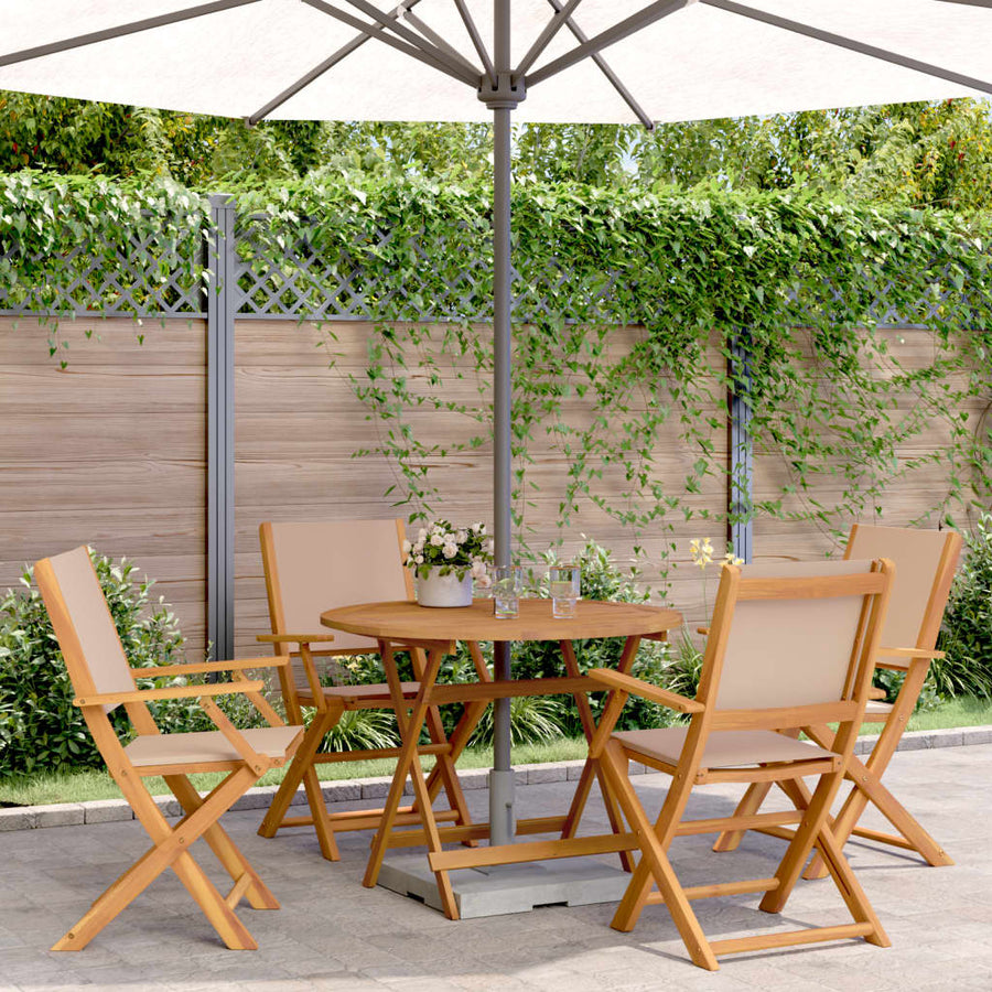 5-Delige Tuinset Massief Hout En Stof 90 x 75 cm