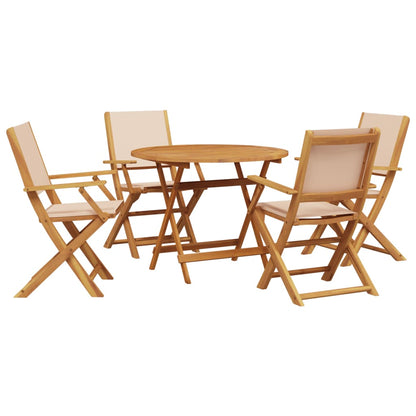 5-Delige Tuinset Massief Hout En Stof 90 x 75 cm
