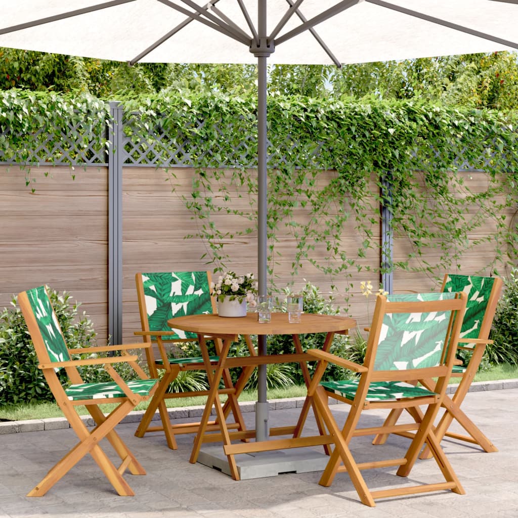 5-Delige Tuinset Stof En Massief Hout 90 x 75 cm