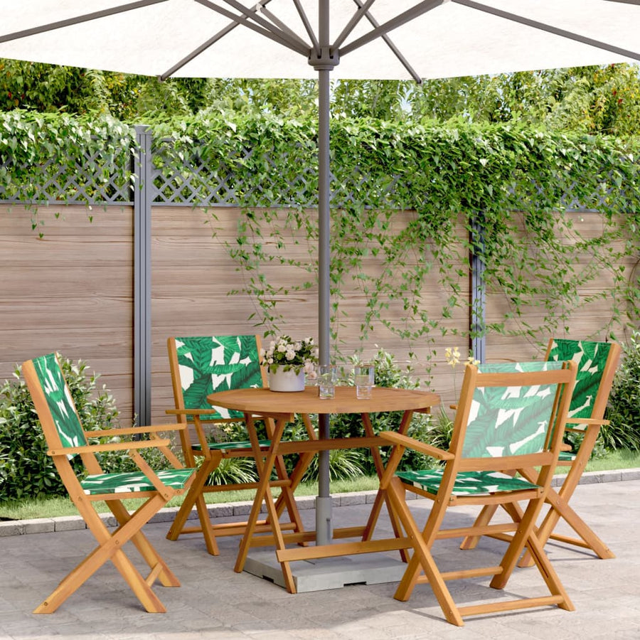 5-Delige Tuinset Stof En Massief Hout 90 x 75 cm