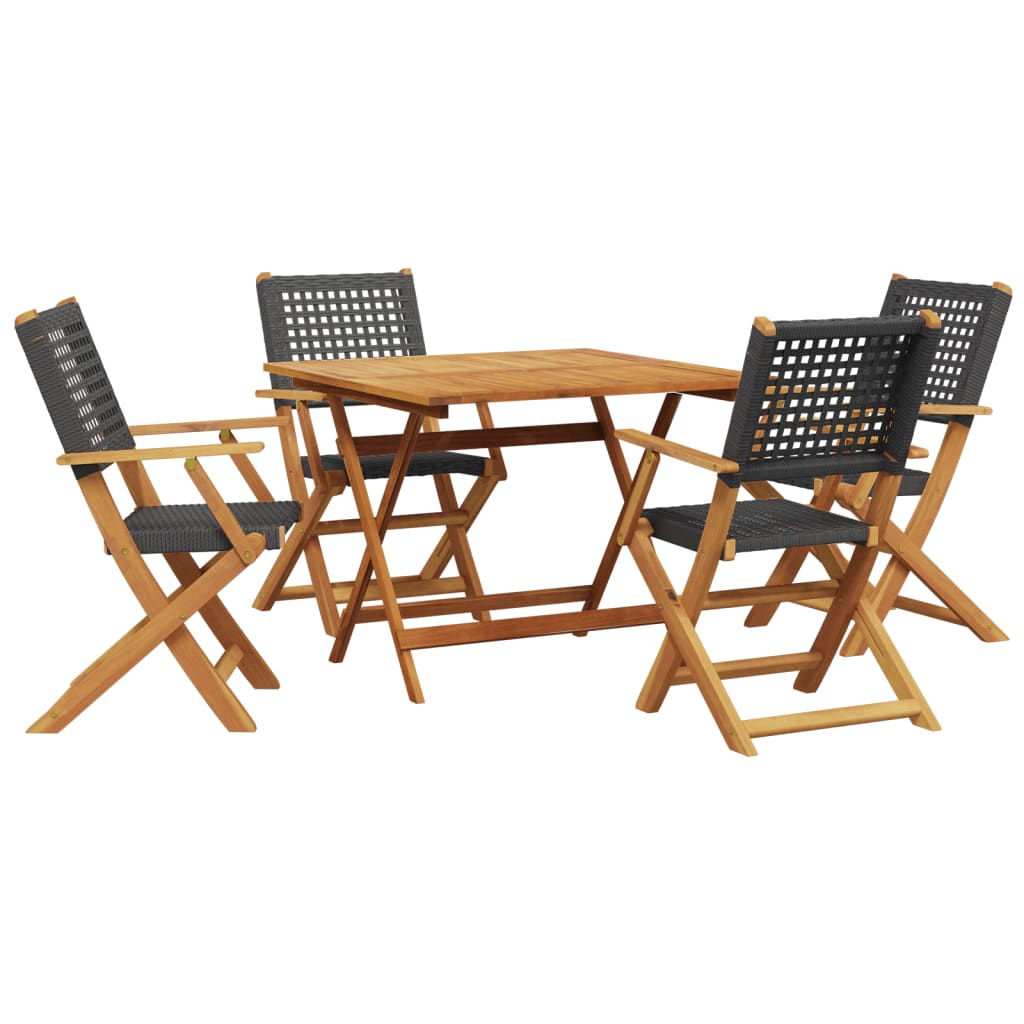 5-Delige Tuinset Poly Rattan En Massief Hout 90 x 90 x 75 cm