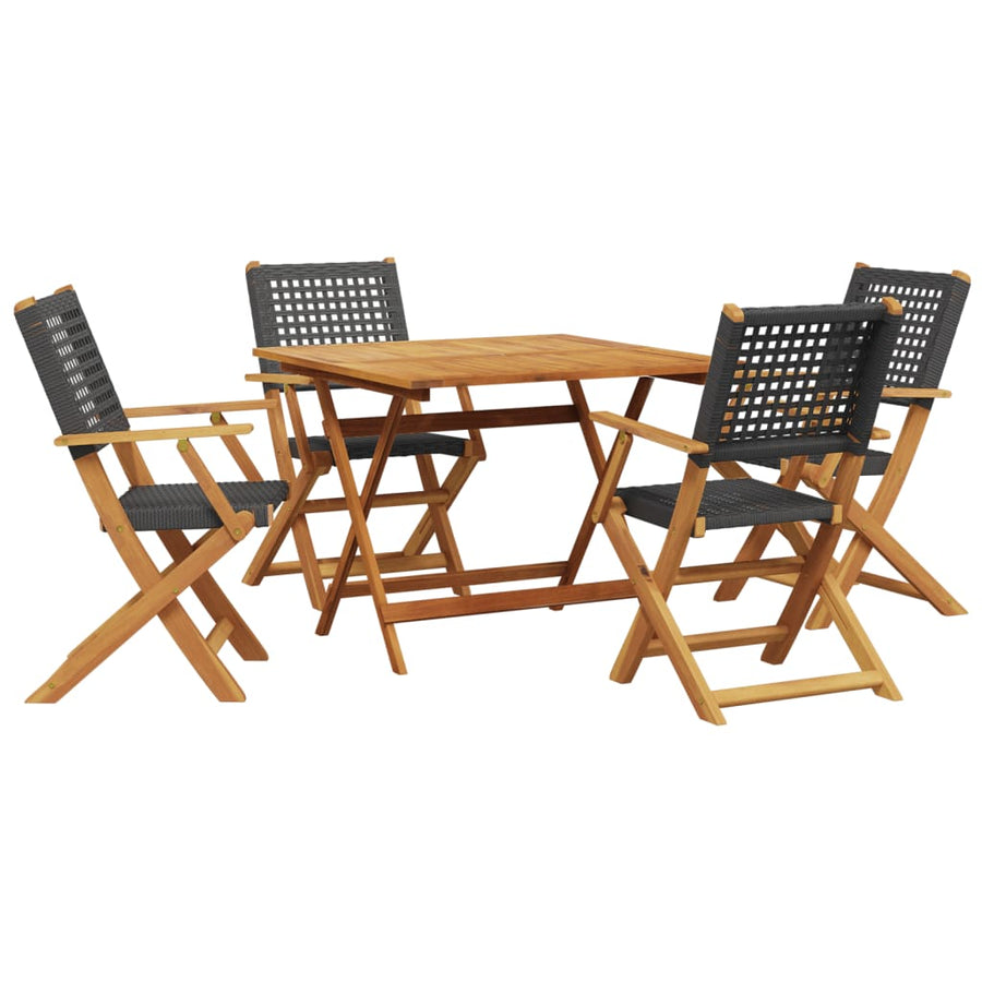 5-Delige Tuinset Poly Rattan En Massief Hout 90 x 90 x 75 cm