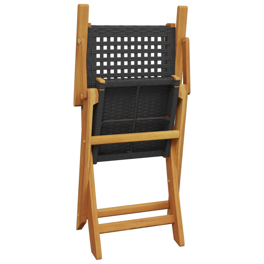 5-Delige Tuinset Poly Rattan En Massief Hout 90 x 90 x 75 cm