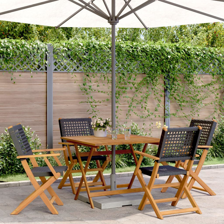 5-Delige Tuinset Poly Rattan En Massief Hout 90 x 90 x 75 cm