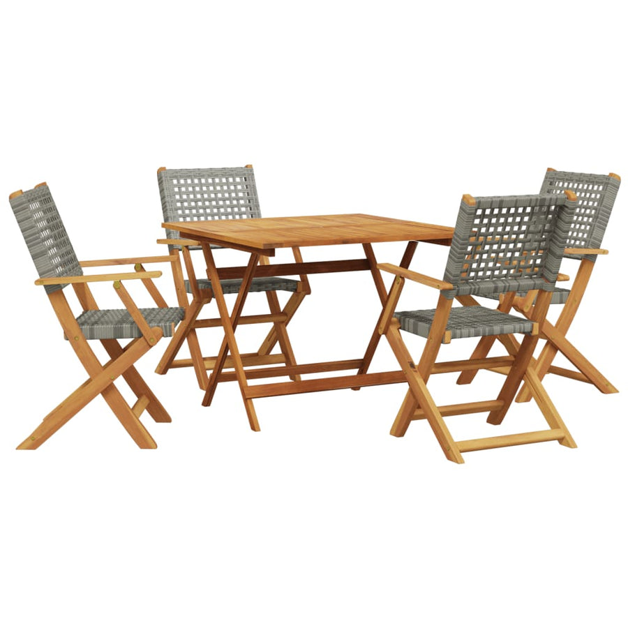 5-Delige Tuinset Poly Rattan En Massief Hout 90 x 90 x 75 cm