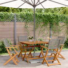 5-Piece Poly Rattan and Solid Wood Garden Dining Set 90 x 90 x 75 cm