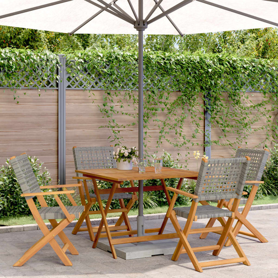 5-Delige Tuinset Poly Rattan En Massief Hout 90 x 90 x 75 cm