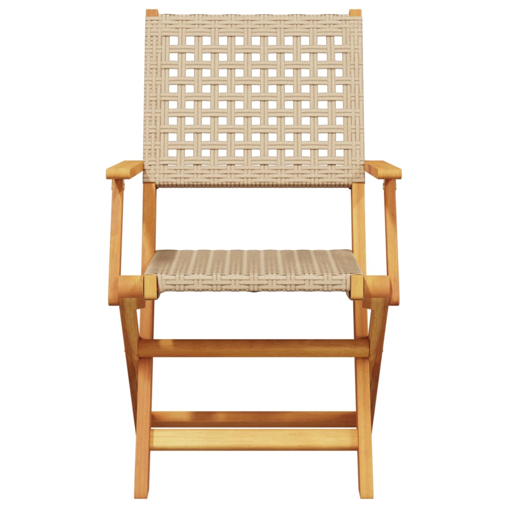 5-Delige Tuinset Poly Rattan En Massief Hout 90 x 90 x 75 cm
