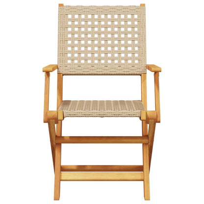 5-Delige Tuinset Poly Rattan En Massief Hout 90 x 90 x 75 cm