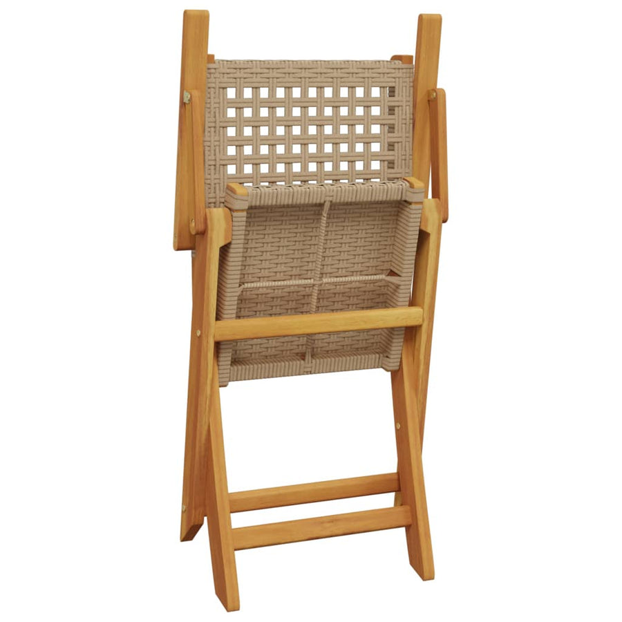 5-Delige Tuinset Poly Rattan En Massief Hout 90 x 90 x 75 cm