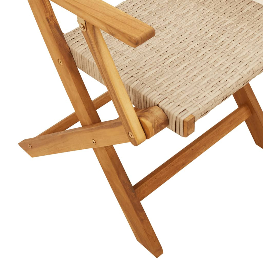5-Delige Tuinset Poly Rattan En Massief Hout 90 x 90 x 75 cm