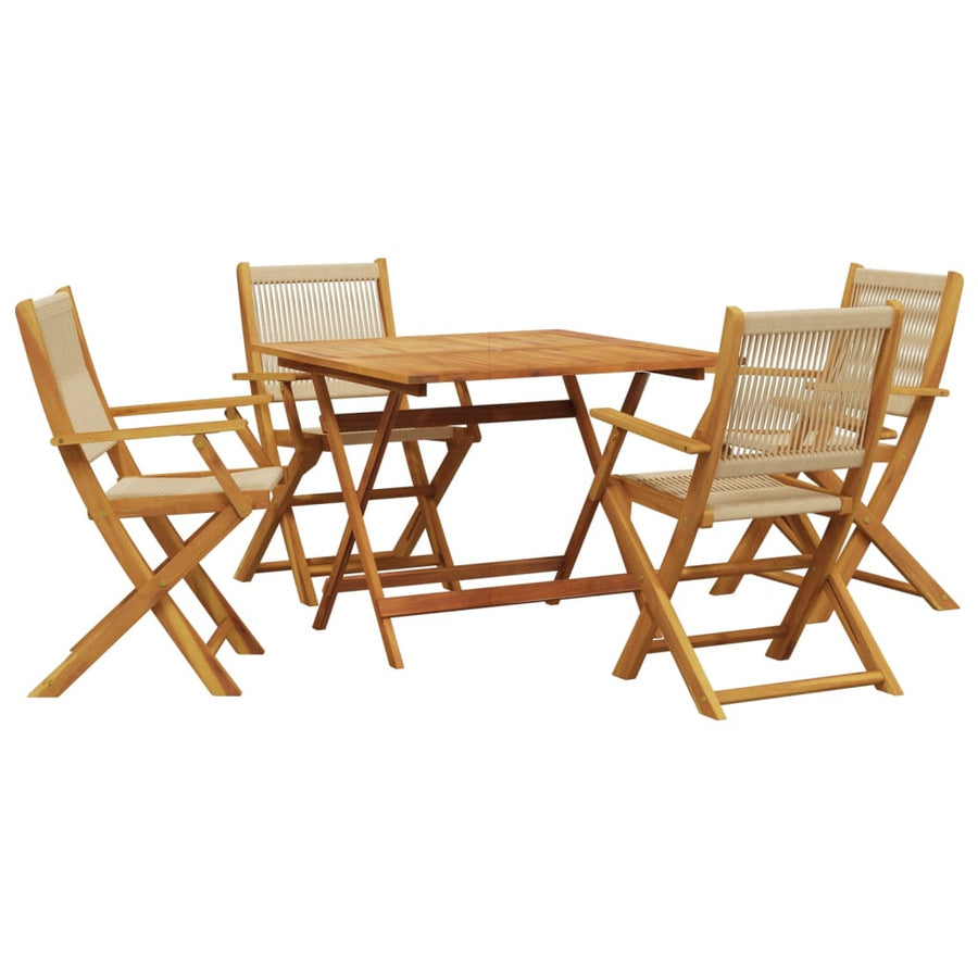 5-Delige Tuinset Polypropeen En Massief Hout Beige
