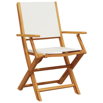 5-Delige Tuinset Massief Hout En Stof Wit 90 x 90 x 75 cm