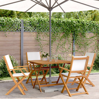 5-Delige Tuinset Massief Hout En Stof Wit 90 x 90 x 75 cm