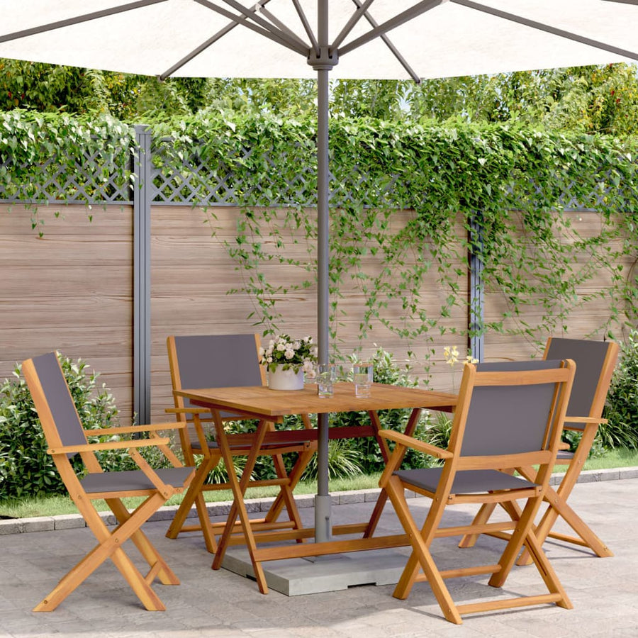 5-Delige Tuinset Massief Hout En Stof Kleurig 90 x 90 x 75 cm