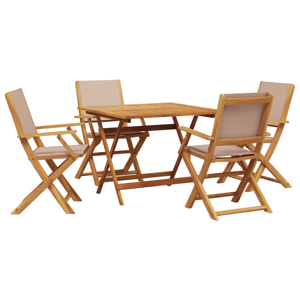 5-Delige Tuinset Massief Hout En Stof 90 x 90 x 75 cm