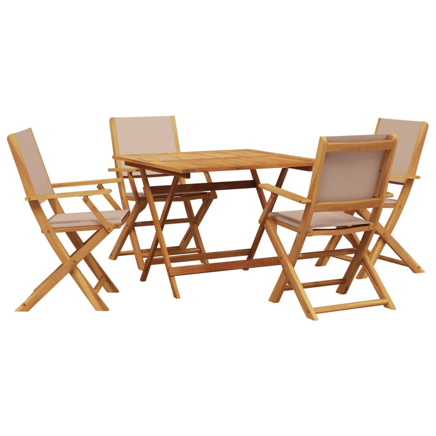5-Delige Tuinset Massief Hout En Stof 90 x 90 x 75 cm