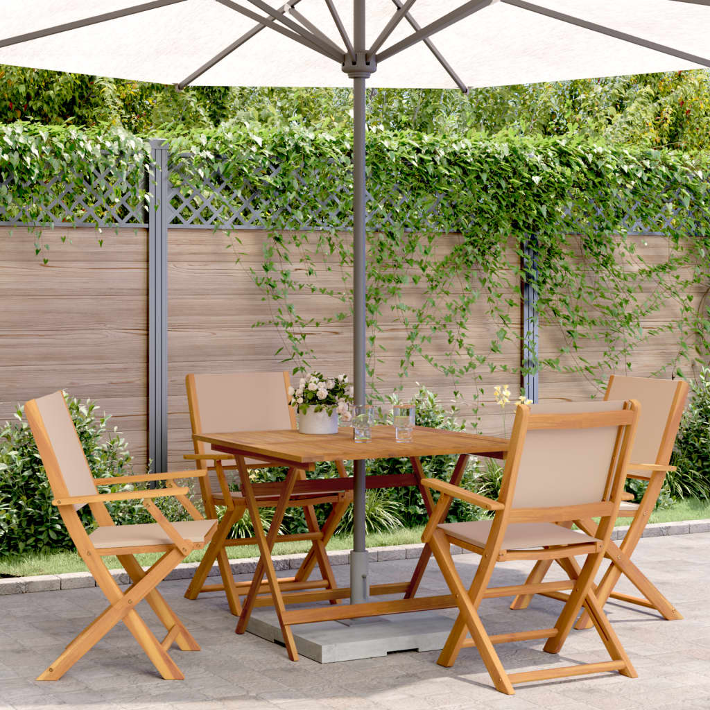 5-Delige Tuinset Massief Hout En Stof 90 x 90 x 75 cm