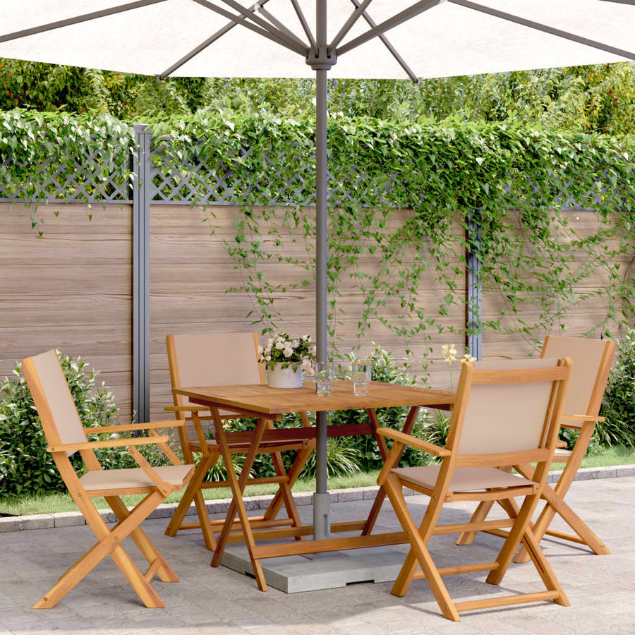 5-Delige Tuinset Massief Hout En Stof 90 x 90 x 75 cm