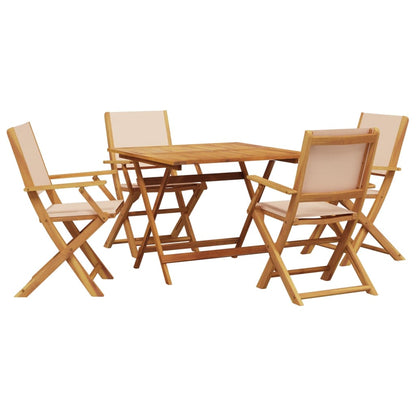 5-Delige Tuinset Massief Hout En Stof 90 x 90 x 75 cm