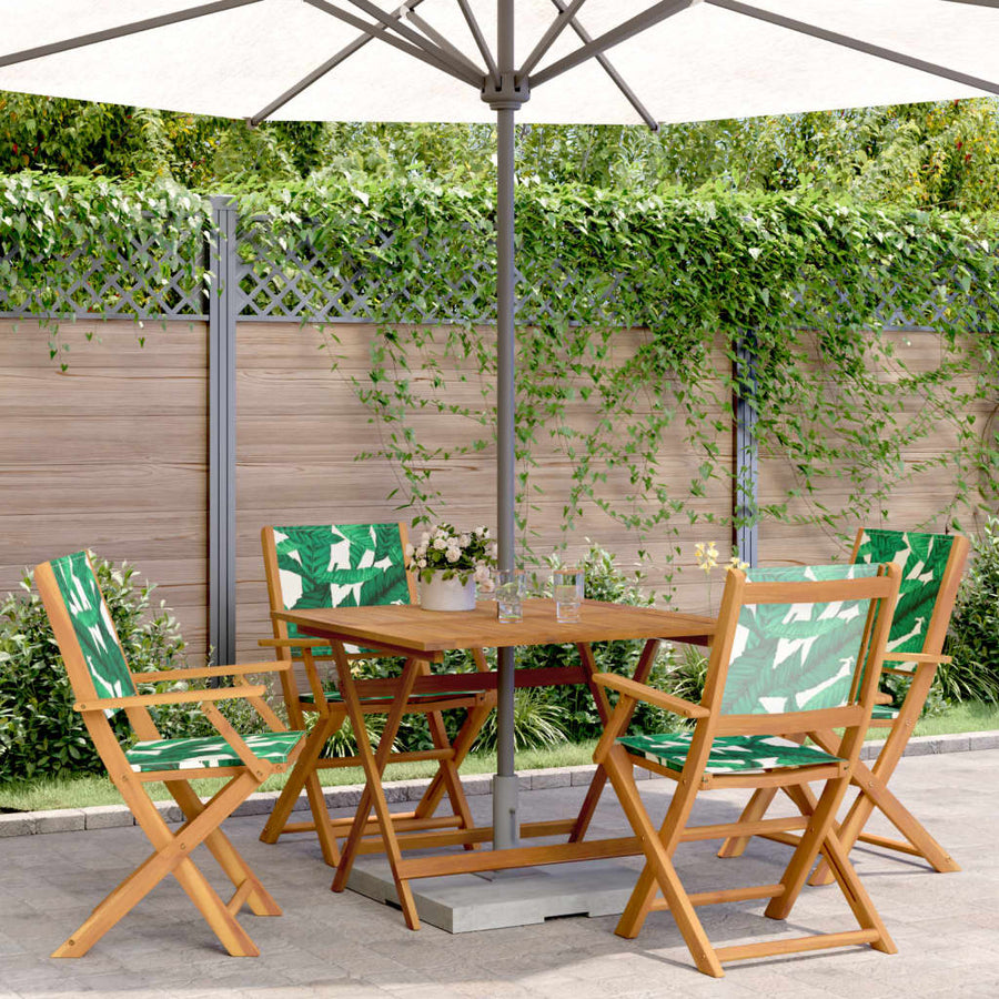 5-Delige Tuinset Stof En Massief Hout 90 x 90 x 75 cm