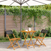 Bistroset 3-delig poly rattan massief hout zwart